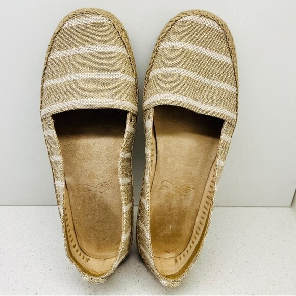 Aerosoles Stitch N Turn Solitaire Slip On  Espadrille Flats Metallic Gold Sz 9 - Picture 1 of 12